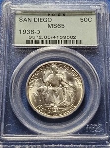 1936-D San Diego Commemorative Half Dollar PCGS MS65 OGH, Beautiful!!! - Picture 1 of 2