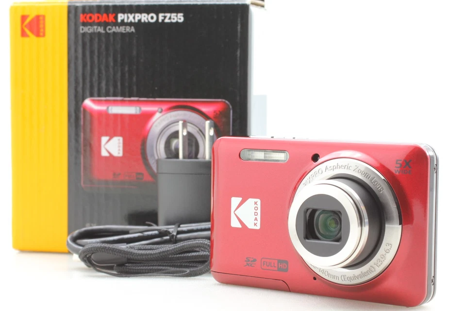 [Beste Mint W / Box] Kodak PIXPRO FZ55 Digitalkamera Rot 16MP 5x Optisches Zoom - Bild 1 von 4