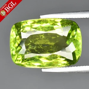 💎 BGL CERTIFIED 5.42ct Cushion Natural Yellowish Green Tourmaline - Copper, Gem - Picture 1 of 5