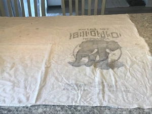 Vintage Cochrane Brokerage Co. Elephant Nebraska Cut Up Cloth Feed Sack 100# - Picture 1 of 6