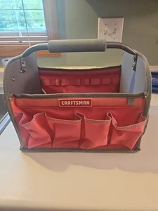 Craftsman 12 in. Steel Handle Outer Pockets Pink Tool Tote Caddy EUC - Picture 1 of 6