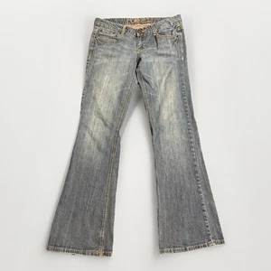 Rue 21 Flared Faded Stained Thrashed Womens 7 / 8 Short Blue Jeans 31x30 - Picture 1 of 8