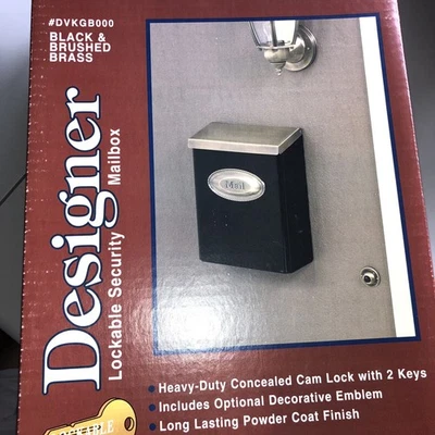 Gibraltar Designer Wall Mount Lockable Mailbox Black/Brushed Brass 12.5Hx9.5Wx4D - Image 1 of 4