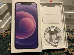 Apple iPhone 12 fioletowy 64GB puste pudełko z kablem ładującym i pakietem ulotek - Zdjęcie 1 z 3