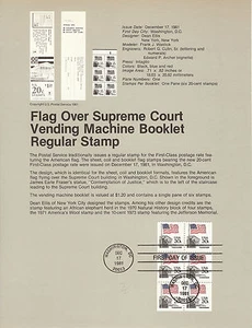 20 cent FLAG BOOKLET PANE OF SIX 1981 SOUVENIR PAGE SCOTT # 1896a SP536 - Picture 1 of 1