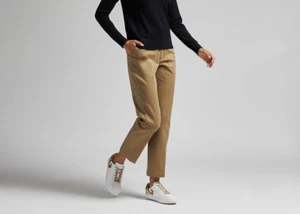 G/Fore G4 COTTON TWILL HIGH RISE STRAIGHT TAPERED LEG PANTS NEW NWT Size 4 Dune - Picture 1 of 12