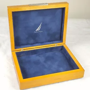 RARE VINTAGE NAUTICA DESK VALET JEWELRY WOODEN BOX ONLY - Picture 1 of 10