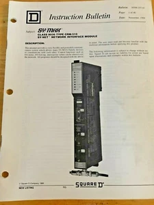 Square D Instruction Bulletin, Sy/Max Class 8030 Type CRM-510, 30598-257-01 - Picture 1 of 3