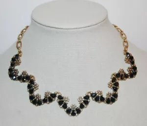 ELEGANT J CREW COUTURE BLUE ACRYLIC STONES RHINESTONES STATEMENT CHOKER NECKLACE - Picture 1 of 12