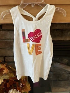 Gymboree Girls Summer Love Tank Top Heart Racer Back Ivory Cream Size 8 - Picture 1 of 3
