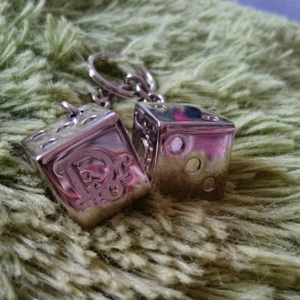 Christian Dior Logo Engraved Cube Keyring Keychain Bag Dice Silver Color charm - Picture 1 of 6