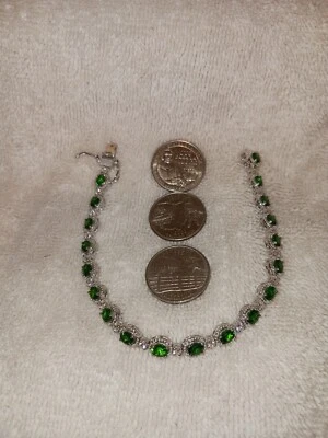 Bracelet Platinum Over Sterling Silver 8" Chrome Dioxide, Zircon 8.90 TCW (854) - Image 1 of 4