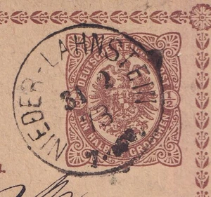 72937) NIEDER-LAHNSTEIN Hessen NDP-Stempel 1873 auf Postkarte - Picture 1 of 3