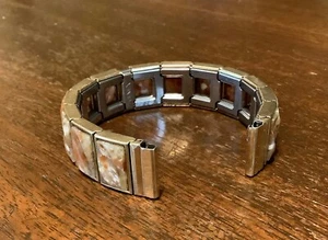 Vintage Gemex Stone & 10 kt Gold Filled Stretch Expansion Watchband 14.5mm Ends - Picture 1 of 24