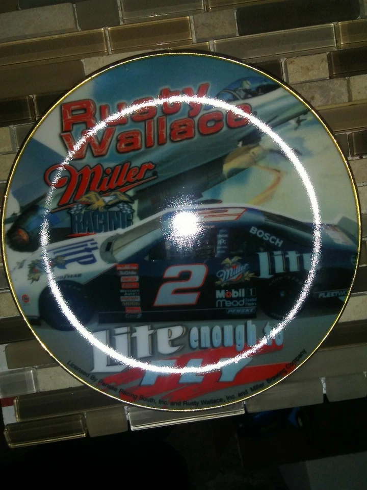 Rusty Wallace, Miller Light #2 Ceramic Plate 8" Hunter Mfg.Commemorative Motorsp - Image 1 of 4