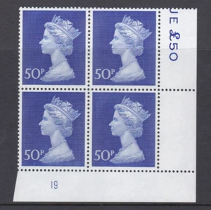 1970 50p Post Office Phosphorized Paper Decimal Machin Cylinder 19 U/M - Bild 1 von 1