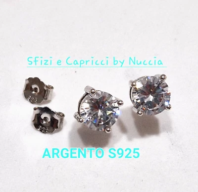 Orecchini punto luce donna / bambina ARGENTO S925 zirconi 10 mm - Immagine 1 di 3