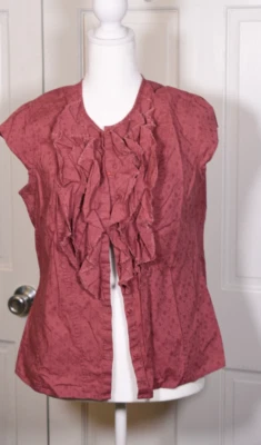 Blusa De Colección Y2K Elevenses Talla 12 Borde Crudo Volantes Anthropologie Rosa Frambuesa Foto 1 de 4