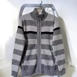 Silver Needle Herren NEU 4XL Langarm Reißverschluss vorne grau gestreift Cardigan Pullover - Bild 1 von 7