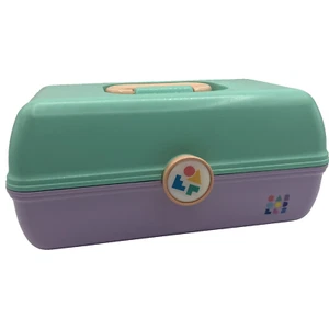 Estuche de transporte de maquillaje Caboodles lavanda púrpura y verde menta 5626 - Imagen 1 de 20