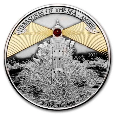 Liberia 2024 2 oz plata antiguo tesoro del mar: ámbar Foto 1 de 4