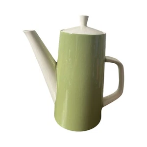 Tetera de café Mikasa Cera Stone verde y blanco diseño craquelado mango y caño - Imagen 1 de 8