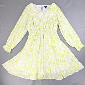 Torrid Mini White Gauze Floral Yellow Skater Dress Womens 1X 1 14 16 NEW - Picture 1 of 8