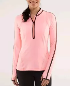 Maglione Lululemon Run Rise And Shine maglia manica corallo sbiancato foro pollice! 4 - Foto 1 di 10