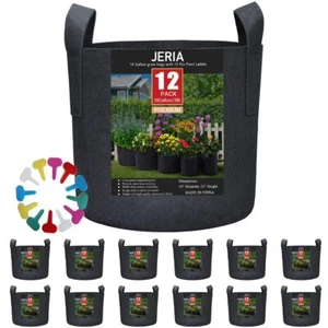 12-Pack 10 Gallon Vegetable/Flower/Plant Grow Bags Aeration Fabric Pots with ... - Picture 1 of 6