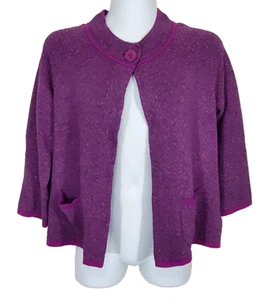 Talbots Strickjacke Pullover klein lila grau Chevron Taschen Wolle Angora Kaschmir - Bild 1 von 11