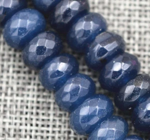 Natural 6x10mm Faceted Dark Blue Sapphire Abacus Gems Rondelle Loose Beads 15'' - Picture 1 of 5