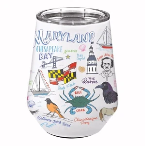 Maryland Chesapeake Bay Symbol Metall heiß/kalt Wein 12 Unzen Becher NEU schneller Versand - Bild 1 von 4