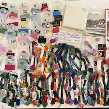 Cross Stitch Embroidery Lot 100+ Floss Thread Cards Skeins Aida Cloth Organizers