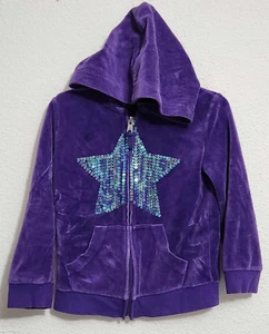 Circo Girls Size 4/5 Zip-Up Hooded Long-Sleeve Sweatshirt Purple W/ Star Shape - Picture 1 of 3