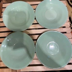 Vintage Set 4 Jadeite Fruit Dessert Bowls Restaurant Small Soup Mint Green - Picture 1 of 4