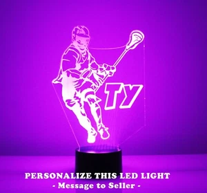 Lacrosse Night Lamp Personalized FREE - LED Light, Lacrosse Player Night Light - Picture 1 of 10