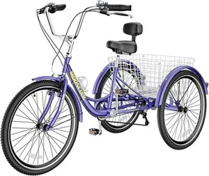 MOONCOOL Adult Tricycle Trike 7Speed 20/24/26" 3-Wheel Bike w/ Basket for Senior - Picture 1 of 30