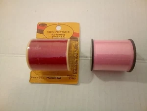 New 2 Lot VTG Pink & Red 100% Polyester Thread 200 Yards Each USA Made. - Picture 1 of 8