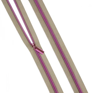 Tula Pink - Beige #5 Nylon Coil Zipper 3yds and 9 Pulls - Picture 1 of 1