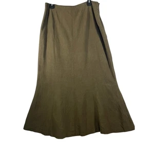 Jones New York Maxi Skirt Silk Blend Lined Olive Green Career Women's Size 14 - Picture 1 of 7