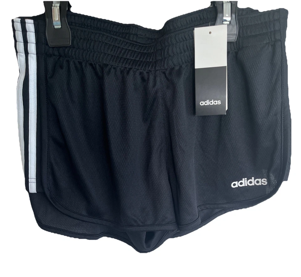 Adidas 3S Shorts Women's Size M CZ9784 Black White Stripes Running Mujer Negro