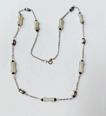 collana da uomo e unisex in argento 925 con cilindro di giada, ematite e cristal - Immagine 1 di 4