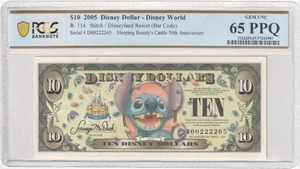10 $ 2005 D Disney Dollar Stitch/Disneyland Resort PCGS 65PPQ - Bild 1 von 2
