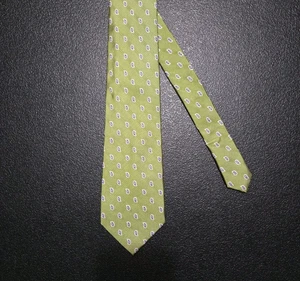 Jos. A. Cravatta panca uomo 59,5L 3,5W cucita a mano seta verde paisley a costine - Foto 1 di 15