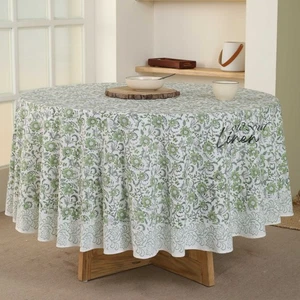Indian Hand Block Print Tablecloth Bohemian Cotton Dining Table Cover Home Decor - Picture 1 of 7