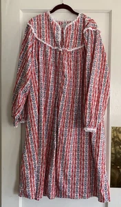 LANZ OF SALZBURG ~ RED TYROLEAN HEART ~ Long FLANNEL Nightgown ~ 2X - Picture 1 of 8