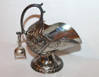 Vintage Silver Plated Sugar Cube Holder & Scoop Scuttle Bucket w/ Floral Design