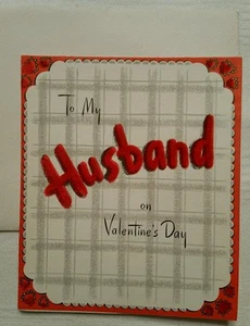 TARJETA DE FELICITACIÓN VINTAGE 1950 MARIDO TERCIOPELO DÍA DE SAN VALENTÍN FIRMADA ALICIA SELLO - Imagen 1 de 3