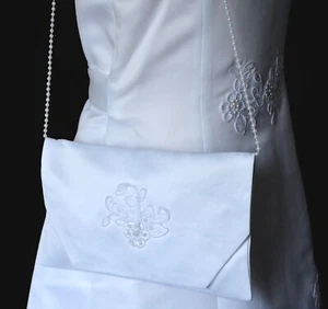 Täschchen Tasche WAHL weiß zum Kommunionkleid Kleid Brautkleid neu lange Henkel - Bild 1 von 5