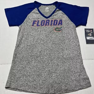 Team Athletics Florida Gators Short Sleeve V-Neck Shirt Girls SZ LG 10/12 Gray - Picture 1 of 16